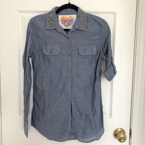 Blue Studded Collar Shirt